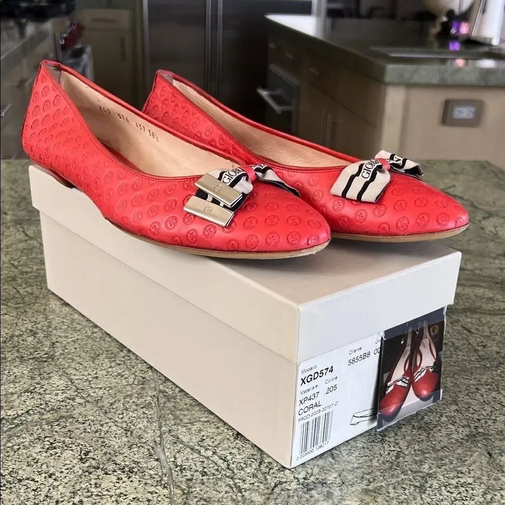 Giorgio Armani Coral Flats with Bow Accent